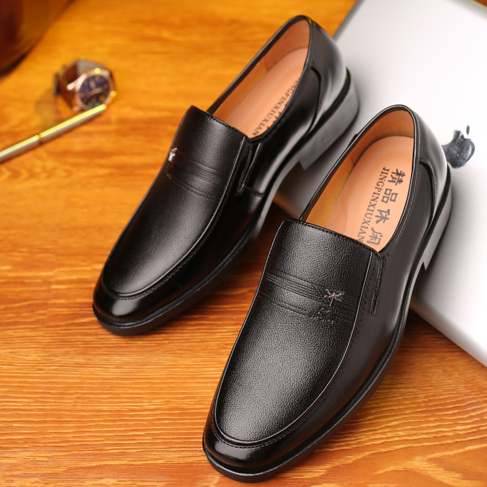 Luxury Brand Leather Shoes, Men's Business Shoes, Slip-on Moccasins, Breathable Black Driving Shoes, Formal Shoes