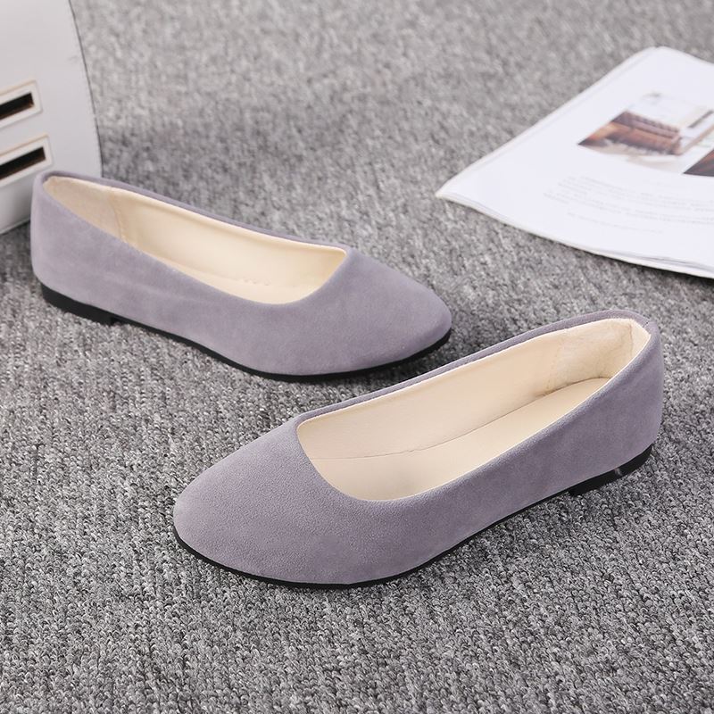 Spring Flock Ballet Flats Slip On Women Flats Shoes Candy Color Pointed Toe Female Loafers Large Si 5