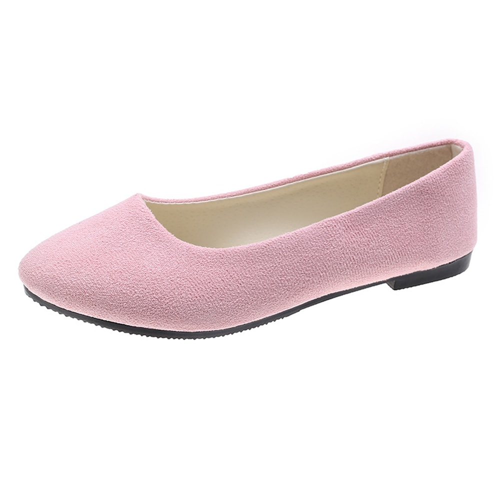 Spring Flock Ballet Flats Slip On Women Flats Shoes Candy Color Pointed Toe Female Loafers Large Si 14