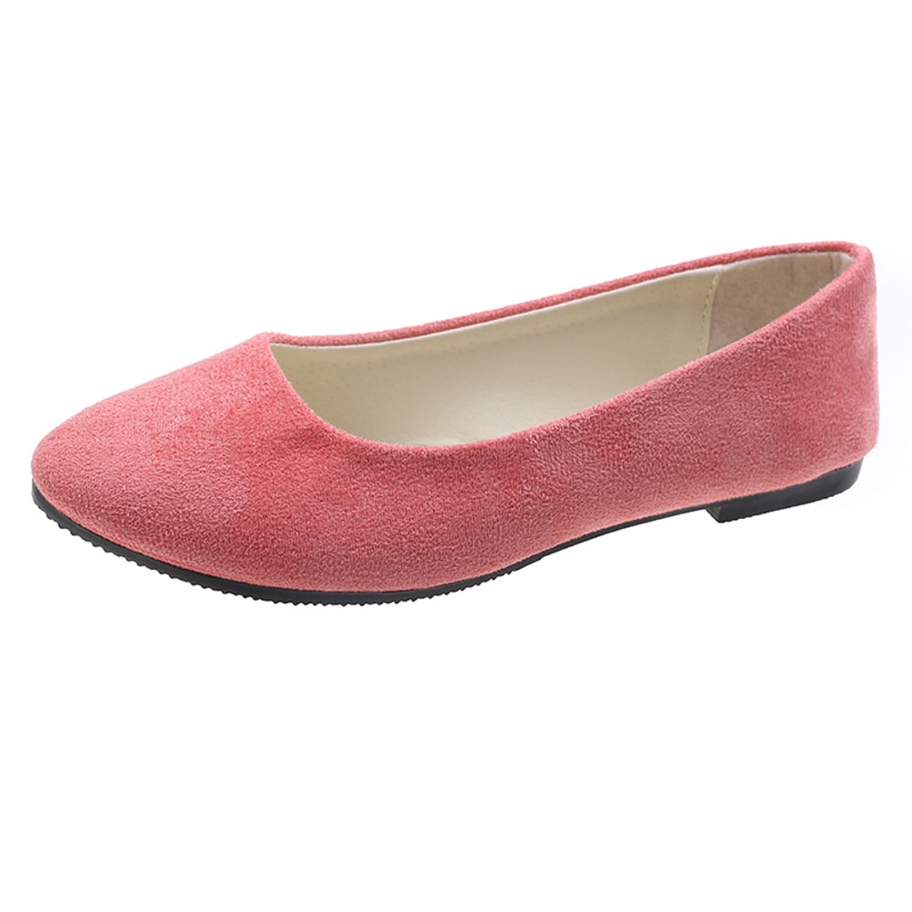 Spring Flock Ballet Flats Slip On Women Flats Shoes Candy Color Pointed Toe Female Loafers Large Si 15
