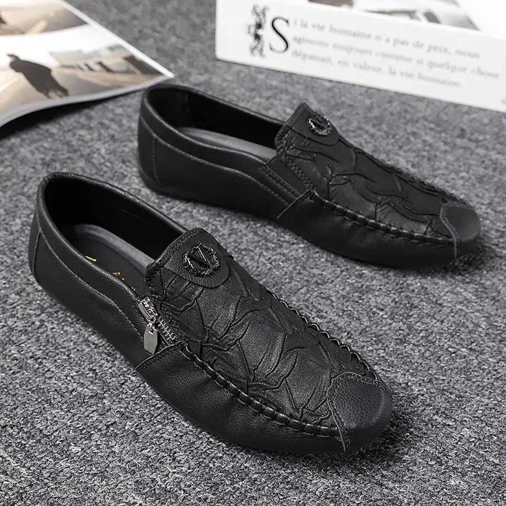 Outdoor Breathable Walking Shoes, Fashion Leather Men Casual Shoes, Lightweight Mens Loafers, Driving Shoes Sneakers