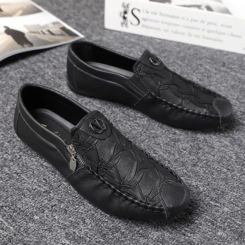 Outdoor Breathable Walking Shoes, Fashion Leather Men Casual Shoes, Lightweight Mens Loafers, Driving Shoes Sneakers