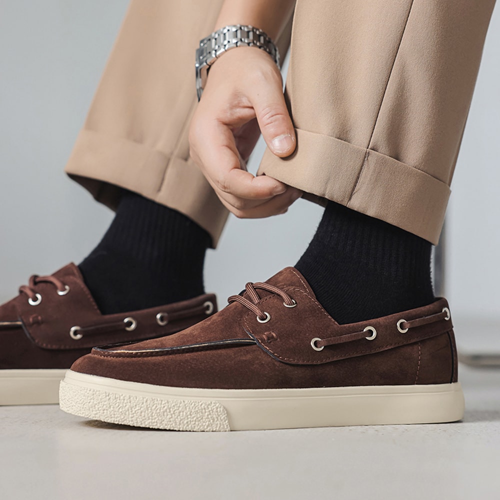 Handmade Suede Genuine Leather Men's Loafers, Fashion Casual Shoes, Slip-on Moccasins for Men