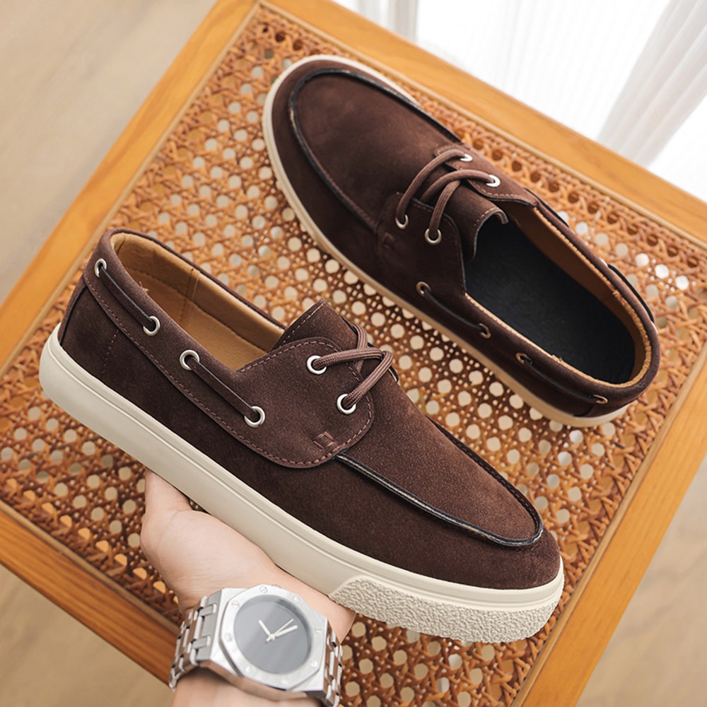 Handmade Suede Genuine Leather Men's Loafers, Fashion Casual Shoes, Slip-on Moccasins for Men