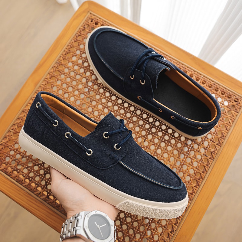 Handmade Suede Genuine Leather Men's Loafers, Fashion Casual Shoes, Slip-on Moccasins for Men