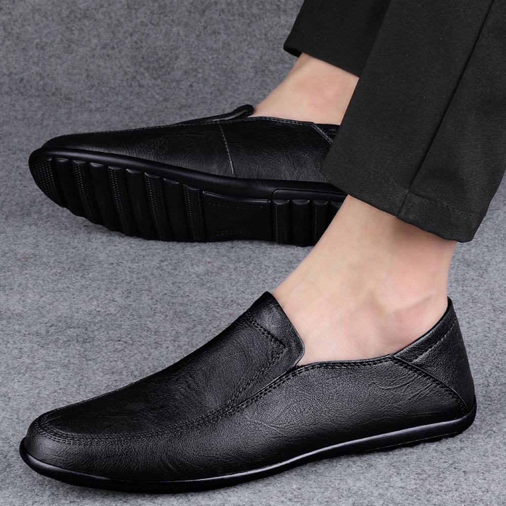 Casual Luxury Formal Mens Loafers Genuine Leather Men Shoes Slip On Low Top Footwear For Middle Age