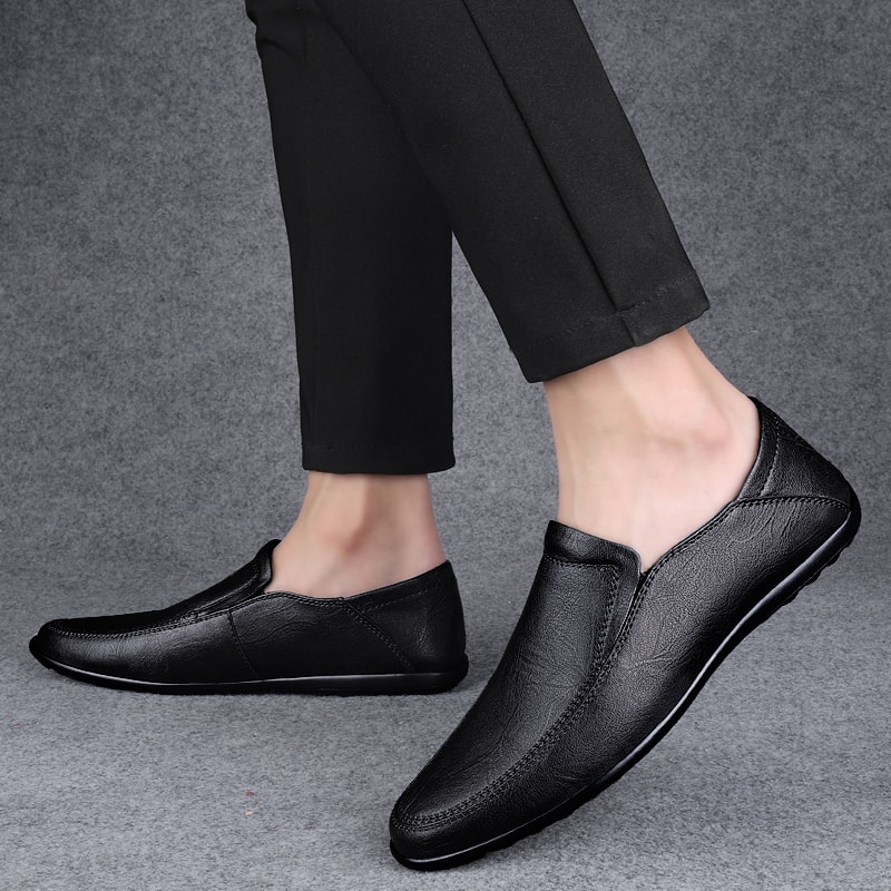 Casual Luxury Formal Mens Loafers Genuine Leather Men Shoes Slip On Low Top Footwear For Middle Age