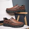 Mens SlipOn Leather Casual Shoes WearResistant AntiSkid Loafers Round Toe Thick Bottom Dress Footwe 3