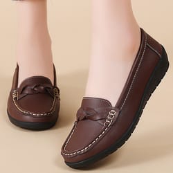 women loafers soft leather flats, slip-on casual shoes, white flat shoes for women