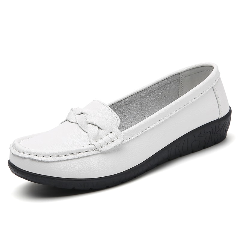Women Loafers Soft Leather Flats SlipOn Casual Shoes White Flat Shoes For Women 7