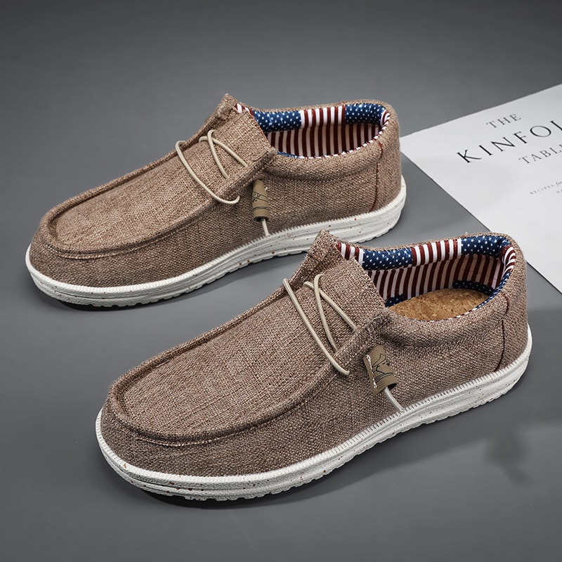 Casual Men Shoes, Breathable Canvas Loafers, Vulcanized Walking Sneakers, Lightweight Flats