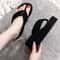 Black Women Fashion Wedge Flip Flops, Lightweight Summer Platform Shoes, Indoor Beach Slippers for Girls, Ladies Street