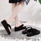 Black Women Fashion Wedge Flip Flops, Lightweight Summer Platform Shoes, Indoor Beach Slippers for Girls, Ladies Street