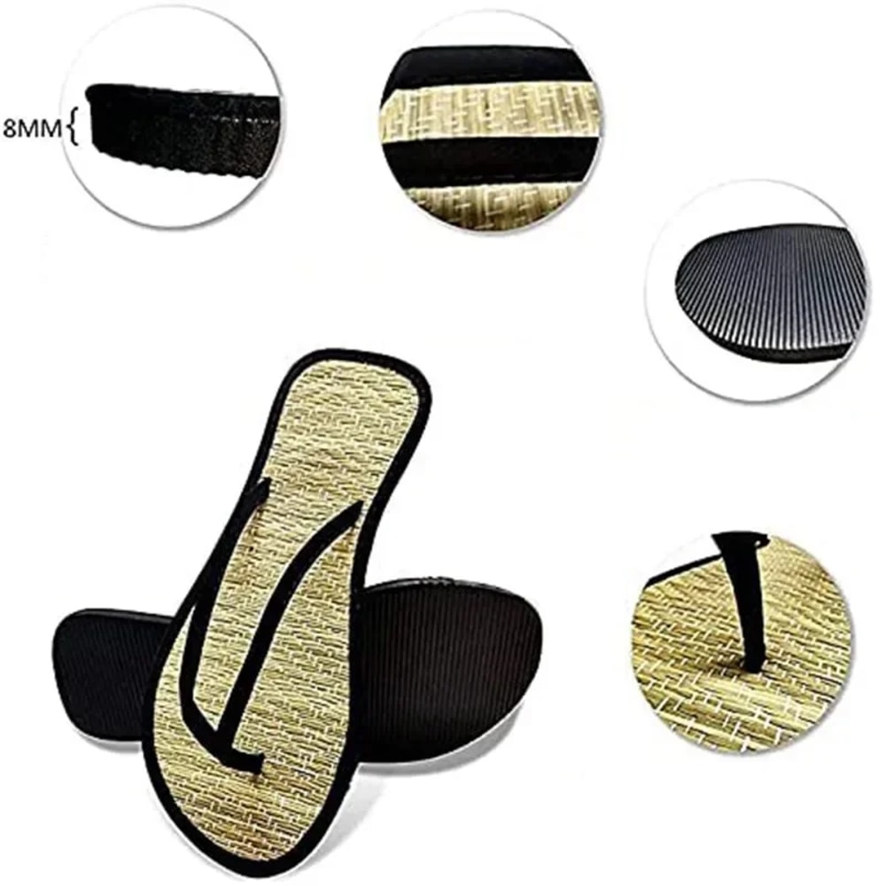Comfortable NonSlip Slippers Summer Women Bamboo Rattan FlipFlops Fashionable Bathroom Sandals For 3