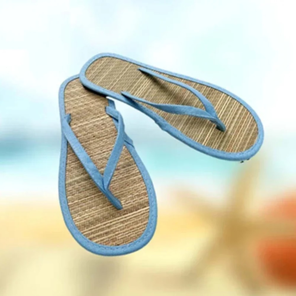 Comfortable NonSlip Slippers Summer Women Bamboo Rattan FlipFlops Fashionable Bathroom Sandals For 8