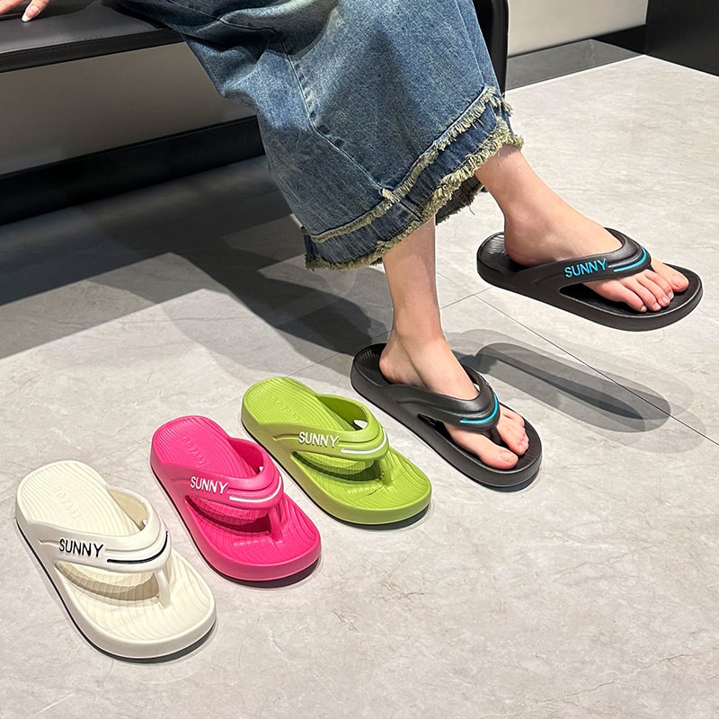 Summer Clip Toe EVA Flip Flops for Women, Non-Slip Beach Sandals, Comfortable Cloud Slippers