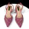 Rhinestone Decoration Fuchsia Color Shoes And Bag Set Shiny Italian Fashion Pointed Toe Women Heel 1