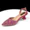 Rhinestone Decoration Fuchsia Color Shoes And Bag Set Shiny Italian Fashion Pointed Toe Women Heel 3