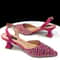 Rhinestone Decoration Fuchsia Color Shoes And Bag Set Shiny Italian Fashion Pointed Toe Women Heel 5