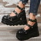 Black Round Toe Heel Studded Punk Nightclub Ladies Mary Jane Y2 Lace Buckle Lolita Women's Shoes
