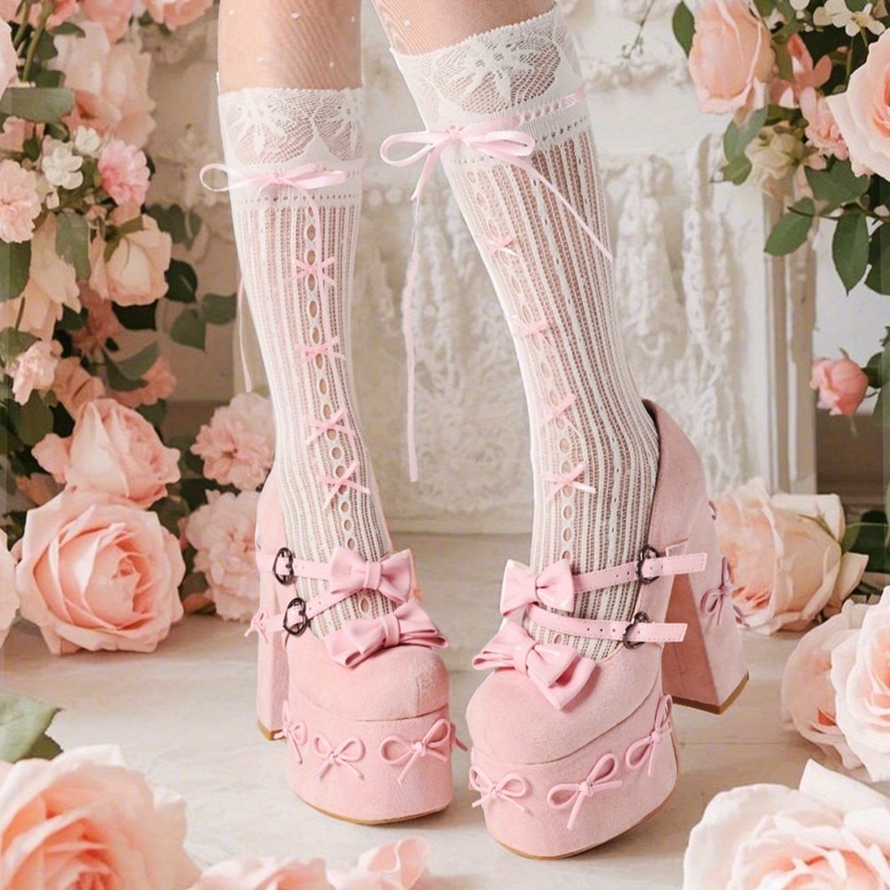 Black Womens Mary Jane Heels Platform Chunky Heels Goth Platform Shoes Chunky High Heel Mary Jane 4