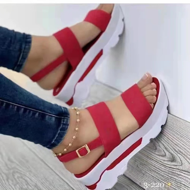 Summer Womens Wedges Sandals Low Platform Heeled Fashion Shoes Stylish Female Footwear Wedges Sanda 2