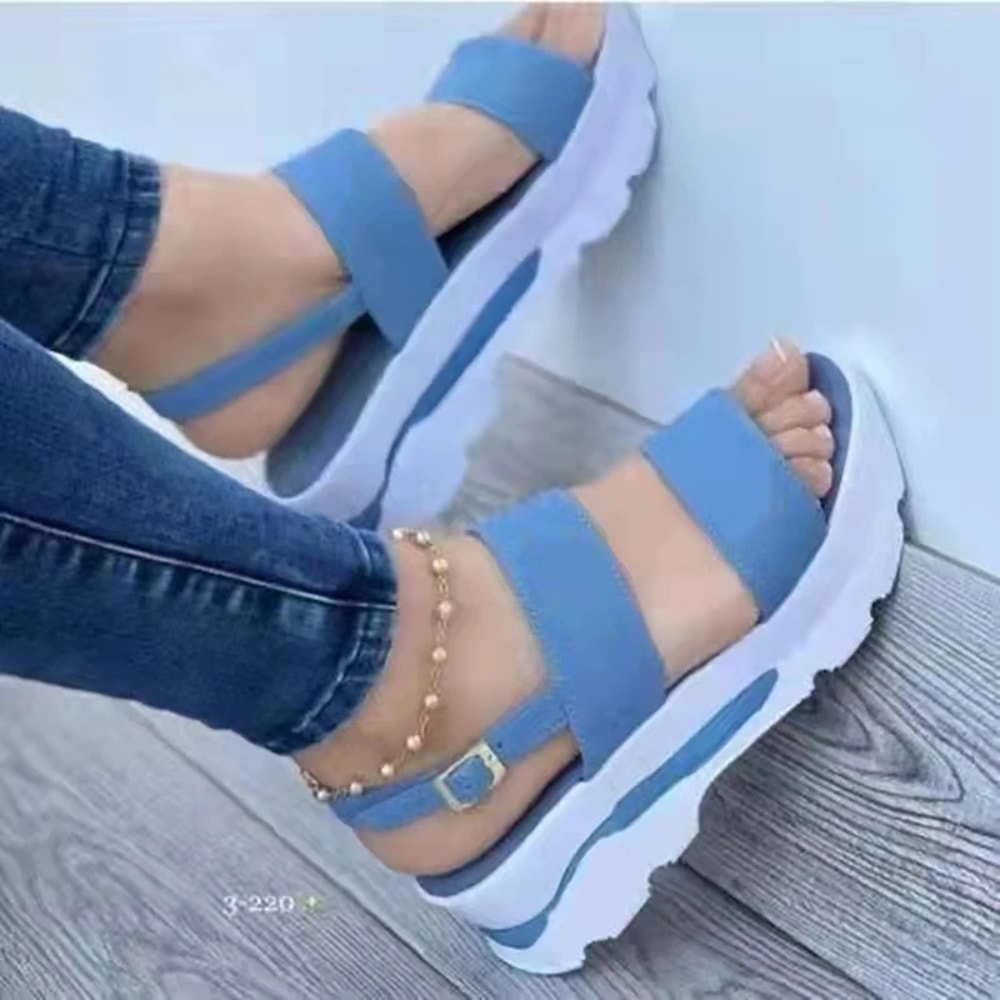 Summer Womens Wedges Sandals Low Platform Heeled Fashion Shoes Stylish Female Footwear Wedges Sanda 3