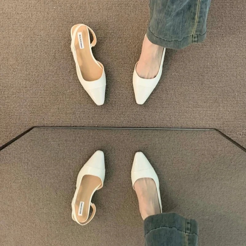 New Style Ladies Summer Sandals Brand Luxury PU Leather Design Pointed Toe Low Heel NonSlip Flat Sh 1