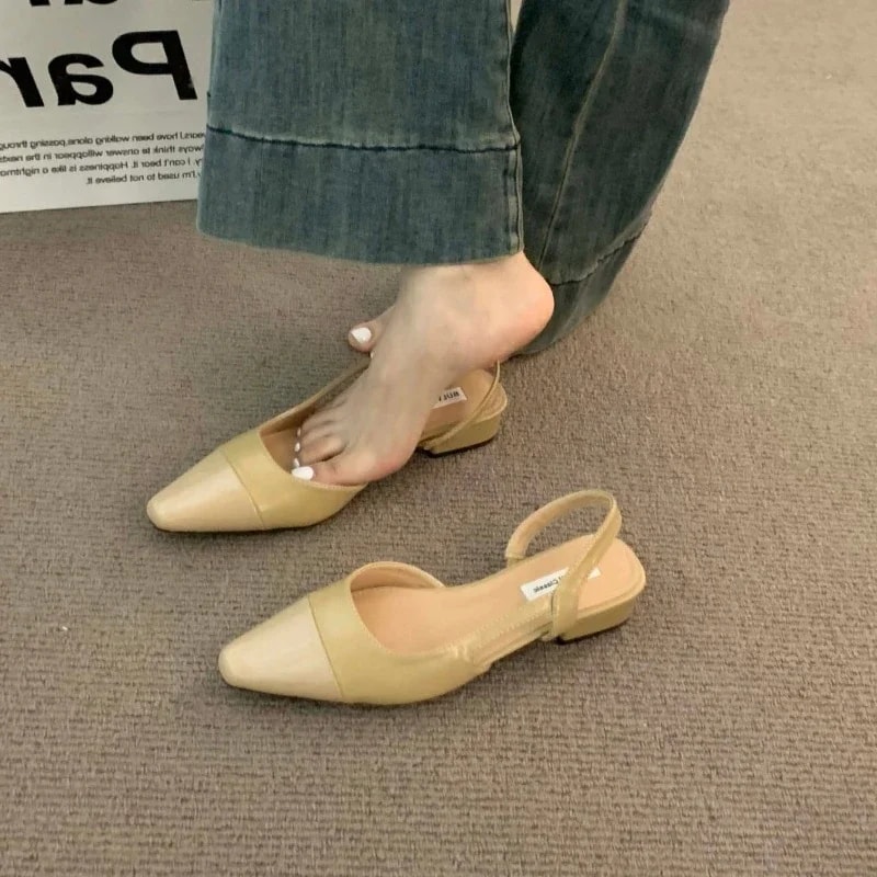 New Style Ladies Summer Sandals Brand Luxury PU Leather Design Pointed Toe Low Heel NonSlip Flat Sh 4