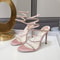 Crystal Women Sandals Fashion Summer Snake Twine Around Luxury Rhinestones Thin High Heels Gladiato
