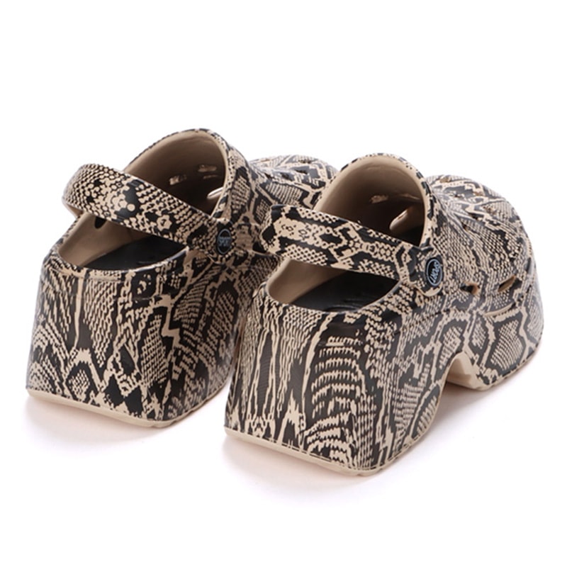 Leopard Print Closed Toe Chunky Clogs for Women, Super High Wedge Sandals, Platform Heel Slippers