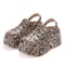 Leopard Print Closed Toe Chunky Clogs for Women, Super High Wedge Sandals, Platform Heel Slippers