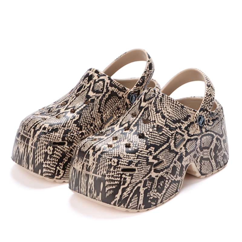 Leopard Print Closed Toe Chunky Clogs for Women, Super High Wedge Sandals, Platform Heel Slippers