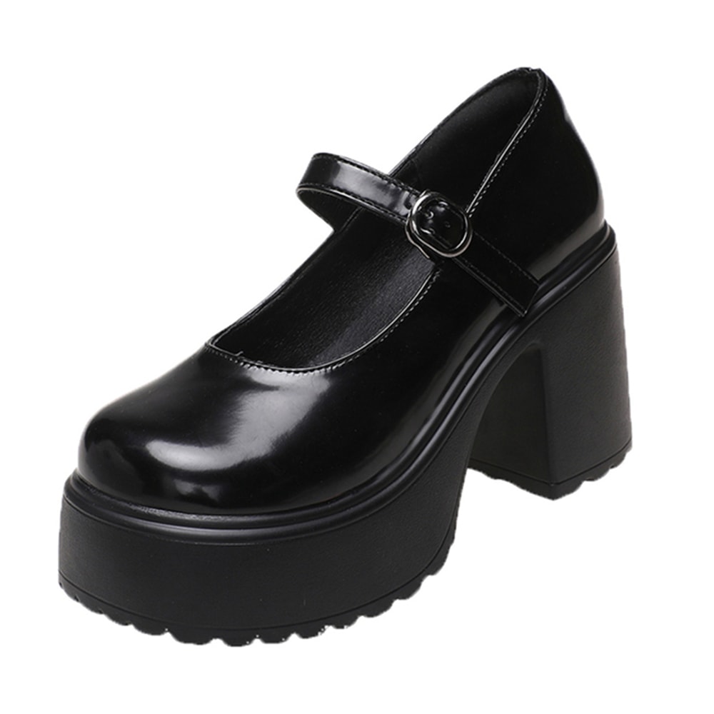 Mary Jane Shoes Women Black Super High Heels Chunky Platform Pumps Plus Size Ankle Buckle Party Lol 1