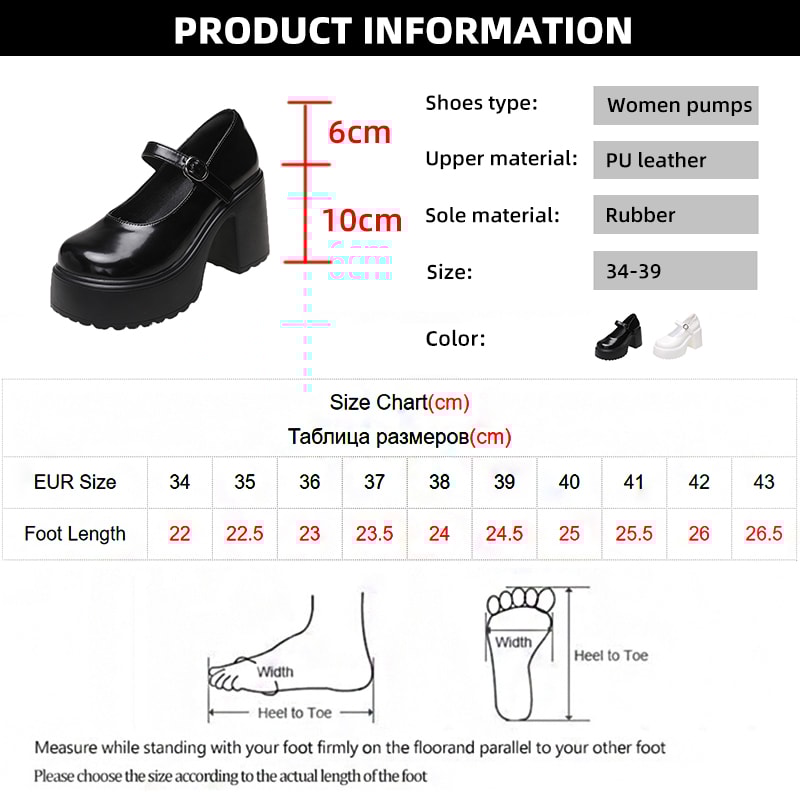 Mary Jane Shoes Women Black Super High Heels Chunky Platform Pumps Plus Size Ankle Buckle Party Lol 9