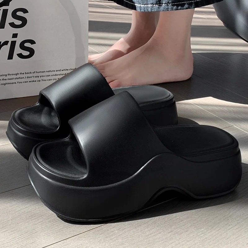 NonSlip Beach Slides Women Solid Color EVA Platform Slippers Summer Soft Sole Wedge Heel Sandals Fo 2