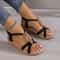 Comfortable Casual Sandals New Style Round Toe Wedge Heel Metal Decorated Womens Shoes 1