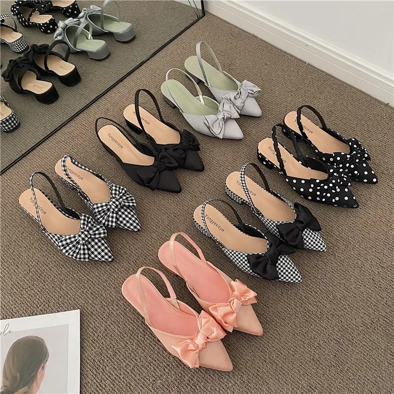 Fashionable Women Sandals Low Heels Elegant Pointed Toe Pumps Strappy Party Sandals Comfortable Wom 9