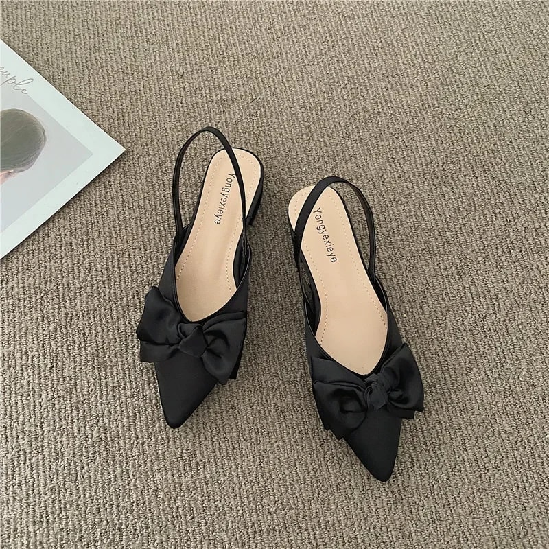 Fashionable Women Sandals Low Heels Elegant Pointed Toe Pumps Strappy Party Sandals Comfortable Wom 2