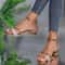 Women Sandals Heels Casual Shoes, Stylish Open Toe Gold Sandals, Square Ankle Strap Low Heels Footwear