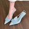 Pointed Toe Fashion Square Buckle Sandals Pumps For Women Temperament Slingback High Heels 6