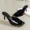 Women High Heel Sandals, Elegant Casual Comfortable Black Sandals, Summer Fashion Square Toe Open Toe High Heels