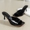 Women High Heel Sandals, Elegant Casual Comfortable Black Sandals, Summer Fashion Square Toe Open Toe High Heels