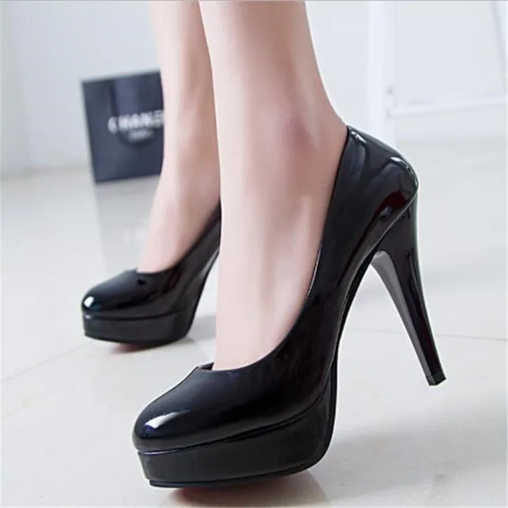 Fashion Classic Patent Leather High Heels Shoes Women Pumps Nude Head Platform Wedding Women Dress 1