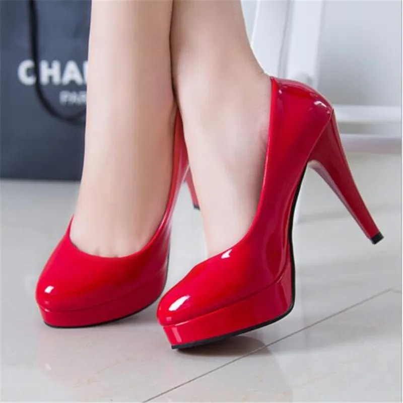 Fashion Classic Patent Leather High Heels Shoes Women Pumps Nude Head Platform Wedding Women Dress 0