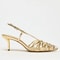 Fashion Narrow Strap Hollow Thin Heels, Luxury Gold Brand Heels Women, Sexy Pointed Toe Slingbacks High Heel Sandals