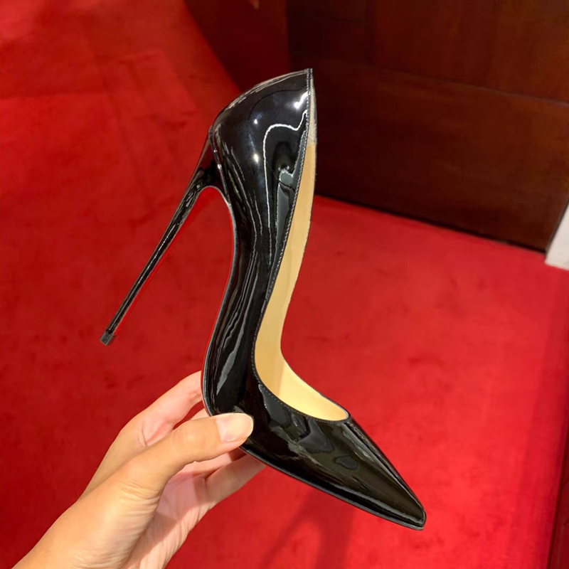 Classic Patent Leather Shallow Heels Nude Fashionable Stilettos Versatile Work Pumps With A Thin He 8