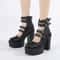 Platform Mary Jane Shoes, Goth Style Women Block Heels, Halloween Fashion Buckle Strap Dress Pumps