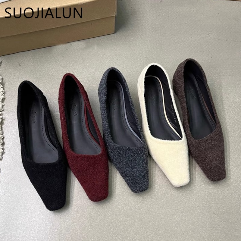Ladies Elegant Boat Shoes Spring New Brand Women Pumps Shallow Slip On Square Low Heel Single Shoes 5