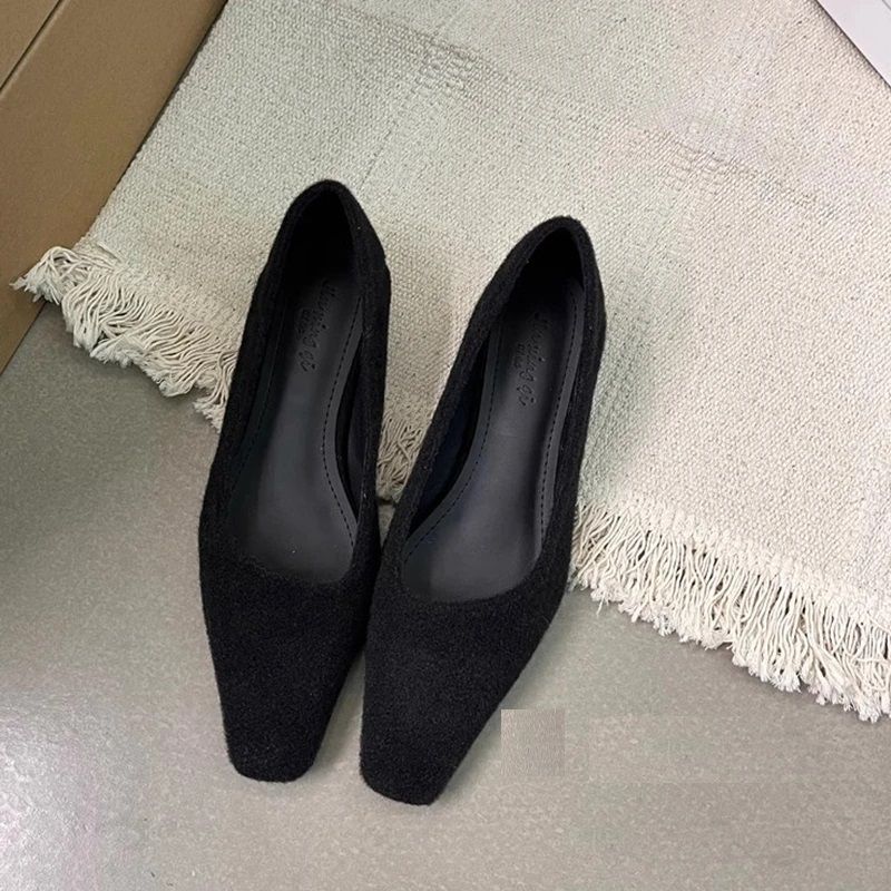 Ladies Elegant Boat Shoes Spring New Brand Women Pumps Shallow Slip On Square Low Heel Single Shoes 2